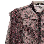 ZARA  Black Floral Sheer Ruffle Trim  Blouse Size Small – Romantic Feminine Photo 2