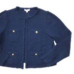 J.Crew NWT Odette Sweater Lady Jacket in Navy Cotton-blend Boucle Cardigan XL Photo 1