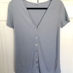 ZARA Light Blue Knit Ribbed Short Sleeve Top Size M Photo 2