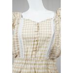 MABLE Gingham Plaid Checkered PeasantRuffle Sleeve Dress Womans Medium White Photo 4