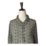Tolani  Shirt Women Medium Black Silk Geometric Button‎ Down Long Sleeve Blouse Photo 1