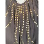 Lulumari Brown Sleeveless Gold Riveted Pleated Mini Dress Women Sz L Photo 4