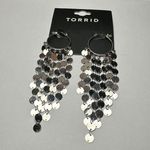 Torrid Silver Tone Hoop Fringed Dangle Pierced Earrings NWT $19.50 Photo 1