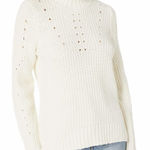 Kensie  Sweater‎ Size Small Pointelle Knit Turtleneck Pullover in Vanilla Cozy Photo 0