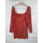 Pretty Little Things Ditsy Floral Mini Dress Women 2 Red Bow Milk Maid Peasant Size 2X Photo 2