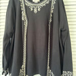 Jenny's Black Embroidered Embellished Knit Cardigan Sweater &‎ Sweater Shirt XL Photo 0