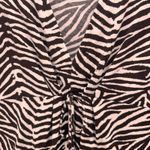 Vintage Y2K Michael Kors Blouse Large Baby Doll Empire Waist USA Zebra Hobo Brown Photo 2
