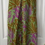 ZARA  Linen Blend Green Tropical Print Midi Dress Photo 0