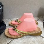 Bongo Womens Sandals Size 10M Green Braided Straps Cork Flower Accent EUC Photo 7