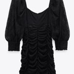 ZARA NWT Stunning  Black Draped Dress With Lace Photo 4