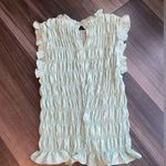 EXPRESS Cream Ruched Ruffled Blouse Photo 2