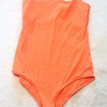 ZARA  Neon Orange Bodysuit Small Spaghetti Strap High Cut One Piece Photo 0