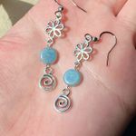 Handmade retro vintage fairy boho funky hippie style spiral flower dangle earrings🌀🌱 Photo 2