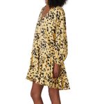 ANINE BING NWOT  Peyton Painterly Leo Print Cotton Ruffle Mini Dress Tan Black S Photo 4