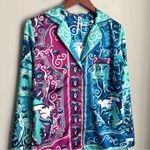 Anthropologie NWT Silky Pajama Top Button Down Fuchsia/mint Women’s Size XXS Photo 4