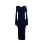 J.Crew NWT Ribbed Knit Midi in Navy Blue Stretch Long Flare Sleeve Dress XS Photo 1
