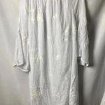 FIG AND FLOWER SIZE XL WHITE GAUZY DRESS LINED BELL SLEEVES EMBROIDERED DESIGN Photo 10
