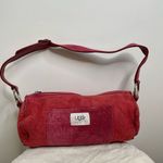 UGG ‎ Australia Barrel Bag Muff Shearling Leather Suede Red Purse Shoulder Y2K Photo 10