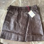 Raga Harlee Brown Vegan Faux Leather Skirt biker zippers Moto XS NWT Photo 1