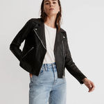 Madewell Washed Leather Motorcycle Jacket- New S Photo 0