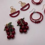 Dress Up Lot Of 4 Costume Earrings Pierced Dangle Drop  Colorful Red Mix Photo 9