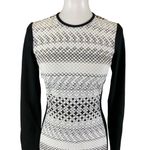 Shoshanna  Geometric Knit Bodycon Stretch Long Sleeve Cocktail Dress 6 Photo 1