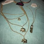 Paparazzi Necklaces (2) & Bracelet: Layer Elephant Charm Necklace, Feather Charm Necklace Photo 1