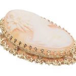 14K Exquisite 15.5 Grams Cameo Yellow Solid Gold Pin Brooch Pendant Photo 3