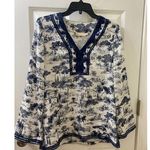 Tory Burch 100% Silk Top Blouse Shirt Blue Frenesi Toile Floral size xs Photo 0
