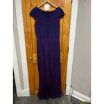 Tadashi Shoji Tadashi Collection Silk Purple Pleated Formal Gown Twist Bodice Cap Sleeve Long Photo 4