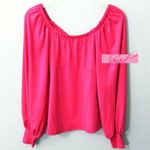 Macy's NEW Hot Barbie Pink V-Neck Puff Princess Long Sleeve Bright Fuchsia Neon Blouse Photo 7