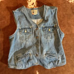 Carolina Blues Vintage 100% Cotton Jean Vest  size large adjustable back  No flaws!! Photo 0