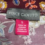 Vince Camuto Burgundy 3/4 Sleeve V-neck Floral Pattern Blouse Women’s Small Photo 2