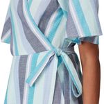 B Collection by Bobeau Orna Wrap Dress Blue Striped Midi Sleeveless M Size M Photo 3