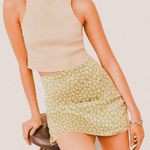 Reformation Benson Silk Mini Skirt Green & White – Size 4 Photo 0