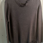 J. McLaughlin  Black Fringed Crew Neck Sweater | Size XL Photo 0