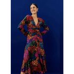 Farm Rio RAINBOW HEARTS LONG SLEEVE V-NECK MIDI DRESS Size Medium Photo 2