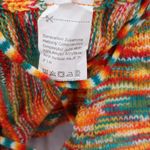 Orange Knit Multicolor Open Back Crop Tie Boho Stretch Y2K VTG Top M Medium Photo 6