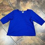 kim rogers Curvy Geometric Blue Pullover 3/4 Sleeve Blouse 1X Photo 3