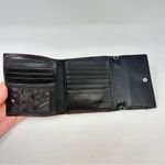 Brighton Croc Embossed Two-tone Tri Fold Wallet Black Brown Photo 6