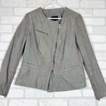 DKNY Jeans Jacket Women Large Gray Faux Suede Polyester Long Sleeve Clipside Zip Photo 0