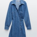 ZARA NWT  The Erin Denim Wrap Asymmetric Mini Dress Photo 1