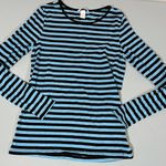 H&M Black and Pastel Blue Striped Long Sleeve Tee T-Shirt Top Size M 🖤 Photo 0