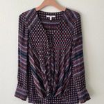 Derek Lam 10 Crosby Navy Silk Print Blouse Size 6 Photo 3