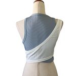 Fresral Stylish Two Tone Blue and White Asymmetrical Cutout Top Size L Photo 5