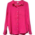 Lucky Brand  Pink Button Down Shirt Flannel Lagenlook Minimal Boho Size Medium Photo 0