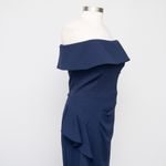 Betsy and Adam  Midi Off Shoulder Scuba Crepe Ruched Dress Photo 11