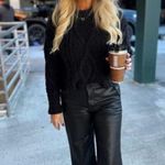 Free People Cutting Edge Cotton Cable Sweater in Black Size X-Large Photo 9