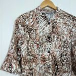 Chico's Chico’s Tan Peach Animal Print Snap Front 3/4 Sleeve Shirt Jacket Photo 6