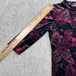 Massini Vintage Velvet Romantic Floral Mock Neck Mandarin Collar Top Women's L Photo 5